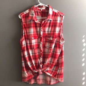 Sleeveless Flannel Blouse